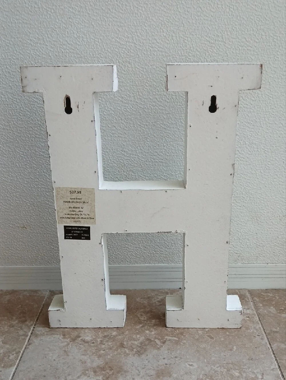 Hobby Lobby Distressed White Wooden Letter H